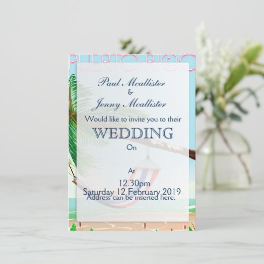 Puerto Rico Hammock Reiseplakat Einladung (Stehend Vorderseite)