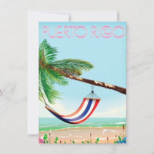 Puerto Rico Hammock Reiseplakat Einladung (Rückseite)