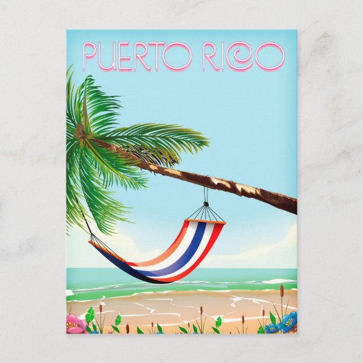 Puerto Rico Hammock Reiseplakat Postkarte (Vorderseite)