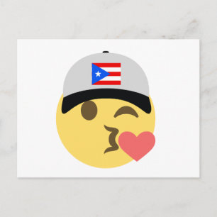 Puerto Rico Hat Kiss Emoji Postkarte