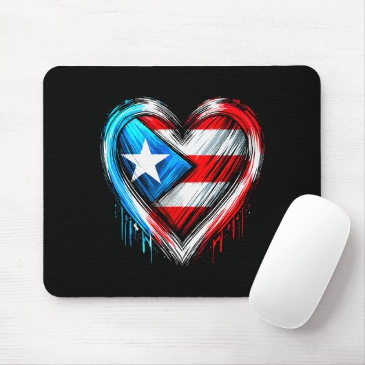 Puerto Rico Heart Puerto Rican Flag Mousepad (Mit Mouse)