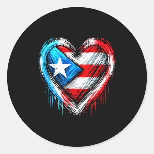 Puerto Rico Heart Puerto Rican Flag Runder Aufkleber (Vorderseite)