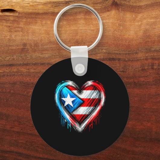 Puerto Rico Heart Puerto Rican Flag Schlüsselanhänger (Vorderseite)