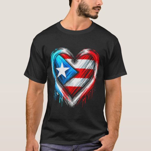 Puerto Rico Heart Puerto Rican Flag  T-Shirt (Vorderseite)