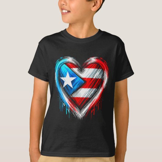 Puerto Rico Heart Puerto Rican Flag T-Shirt (Vorderseite)