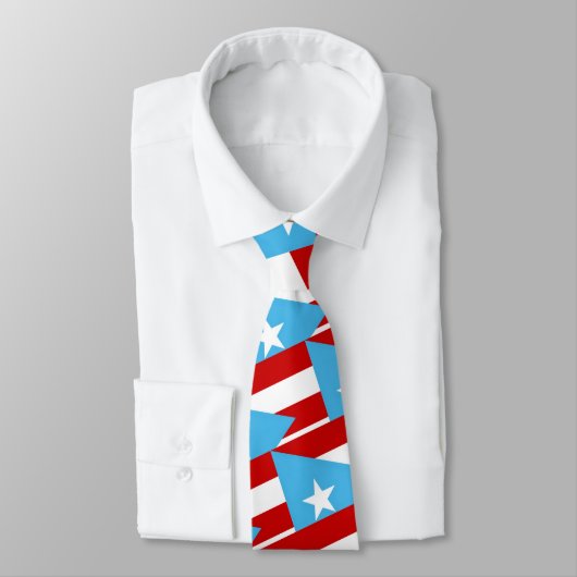 Puerto Rico Hellblaues Flaggenmuster Krawatte (Gebunden)