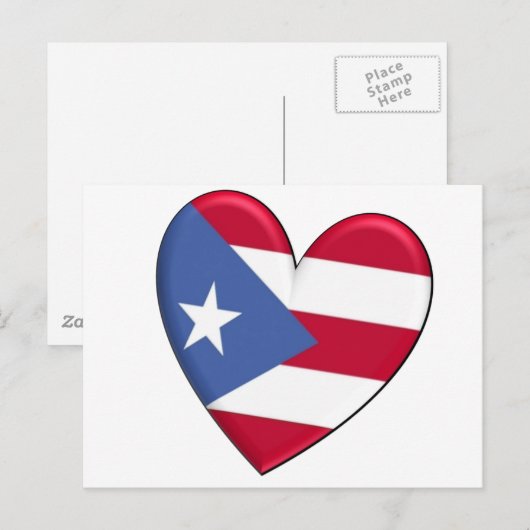 Puerto Rico Herart Flag Postkarte (Vorne/Hinten)