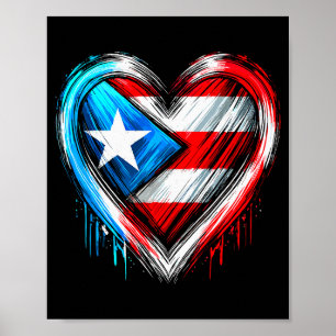 Puerto Rico Herz puerto-ricanische Flagge Poster