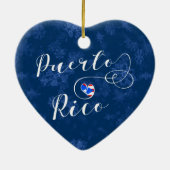Puerto Rico Herz, Weihnachtsbaum Keramik Ornament (Hinten)