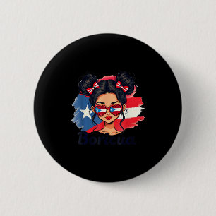 Puerto Rico Hispanic Heritage Unordentliche Frisur Button