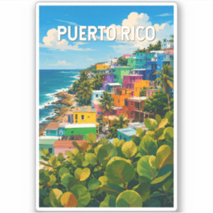 Puerto Rico Illustration Reise Kunst Vintage Aufkleber
