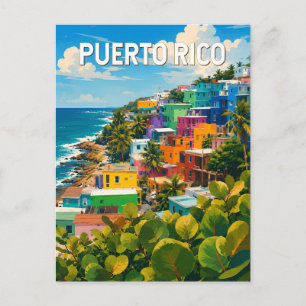 Puerto Rico Illustration Reise Kunst Vintage Postkarte