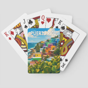 Puerto Rico Illustration Reise Kunst Vintage Spielkarten