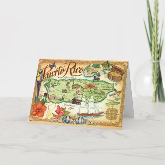 Puerto Rico Illustrierte Karte (Vorderseite)