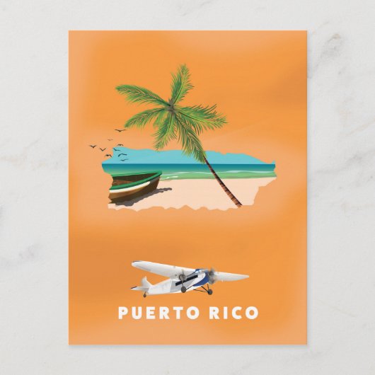 Puerto Rico illustrierte Karte Reiseplakat. (Vorderseite)