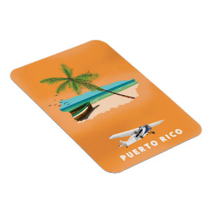 Puerto Rico illustrierte Karte Reiseplakat. Magnet