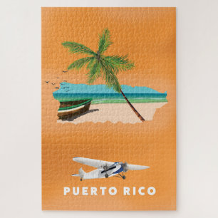 Puerto Rico illustrierte Karte Reiseplakat. Puzzle