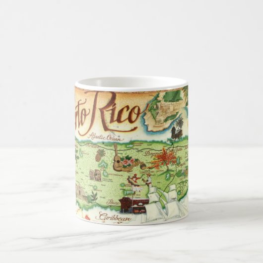 Puerto Rico Illustrierte Karte Tasse (Mittel)