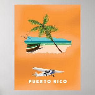 Puerto Rico illustrierte Reiselandkarte Poster. Poster