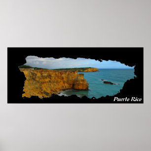 Puerto Rico Insel Karte Cliffs Poster