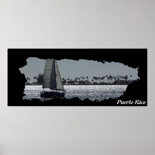 Puerto Rico Insel Karte Segeln Poster