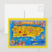  Puerto Rico Island Map Postcard Postkarte (Vorne/Hinten)