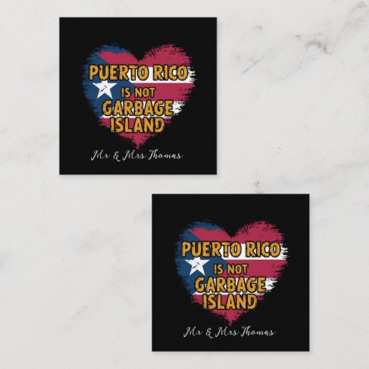 Puerto Rico ist keine Müllinsel Quadratische Visitenkarte (Vorne/Hinten)
