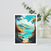 Puerto Rico Karibik Vintage Illustration Postkarte (Stehend Vorderseite)