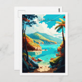 Puerto Rico Karibik Vintage Illustration Postkarte (Vorne/Hinten)