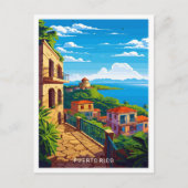 Puerto Rico Karibik Vintage Illustration Postkarte (Vorderseite)