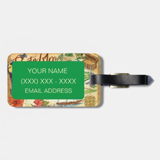 Puerto Rico Karte Gepäckanhänger (Rückseite horizontal)