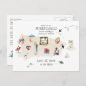 Puerto Rico Karte Hochzeit in Urlaubsort Save the (Vorne/Hinten)