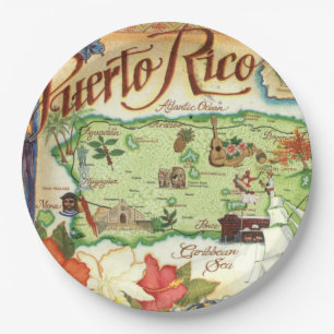 Puerto Rico Karte Pappteller