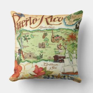 Puerto Rico Karte Throw Kissen