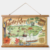 Puerto Rico Karte Wandteppich Mit Holzrahmen (Vorne)