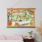 Puerto Rico Karte Wandteppich Mit Holzrahmen (Schlafzimmer)