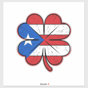 Puerto Rico Kleeblattflagge Vintage Gravur Vektor Aufkleber