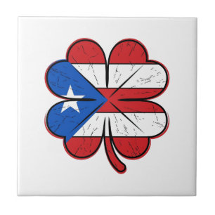 Puerto Rico Kleeblattflagge Vintage Gravur Vektor Fliese