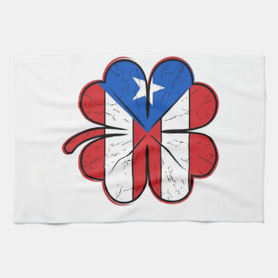 Puerto Rico Kleeblattflagge Vintage Gravur Vektor Geschirrtuch