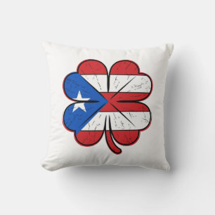 Puerto Rico Kleeblattflagge Vintage Gravur Vektor  Kissen