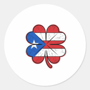 Puerto Rico Kleeblattflagge Vintage Gravur Vektor Runder Aufkleber