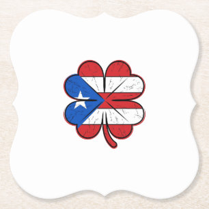 Puerto Rico Kleeblattflagge Vintage Gravur Vektor  Untersetzer