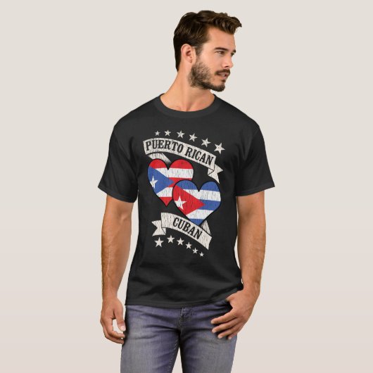 Puerto Rico Kubanische Herzflags T-Shirt (Vorne ganz)