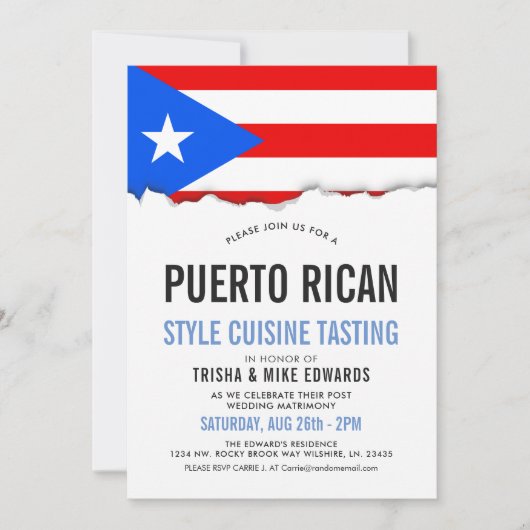 Puerto Rico Küche | Party Flag Einladung (Vorderseite)