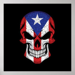 Puerto Rico Lächelnde Schädel-Flagge Poster