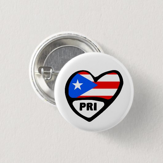 Puerto Rico Ländercode Flag Herzstück Button Abzei (Vorne & Hinten)