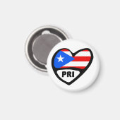 Puerto Rico Ländercode Flaggenherz, PRI Magnet (Vorderseite/Rückseite)