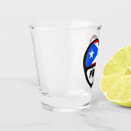 Puerto Rico Ländercode Flaggenherz, PRI Schnapsglas (Links)