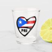 Puerto Rico Ländercode Flaggenherz, PRI Schnapsglas (Vorderseite)