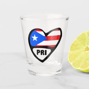 Puerto Rico Ländercode Flaggenherz, PRI Schnapsglas